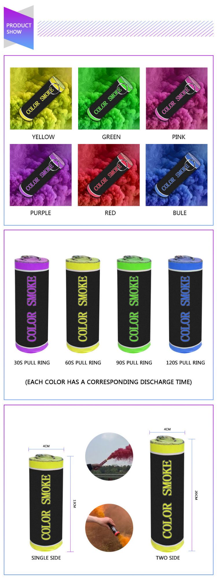 4 Colour Smoke Color Bomb - 4 pcs. 