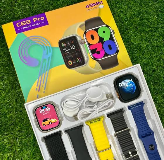 C69 Pro Smart Watch (49MM) – 2.19” Big Infinite Display, 7-in-1 Set, Wireless Charging, Fitness & Sports Tracker ⌚📱💖
