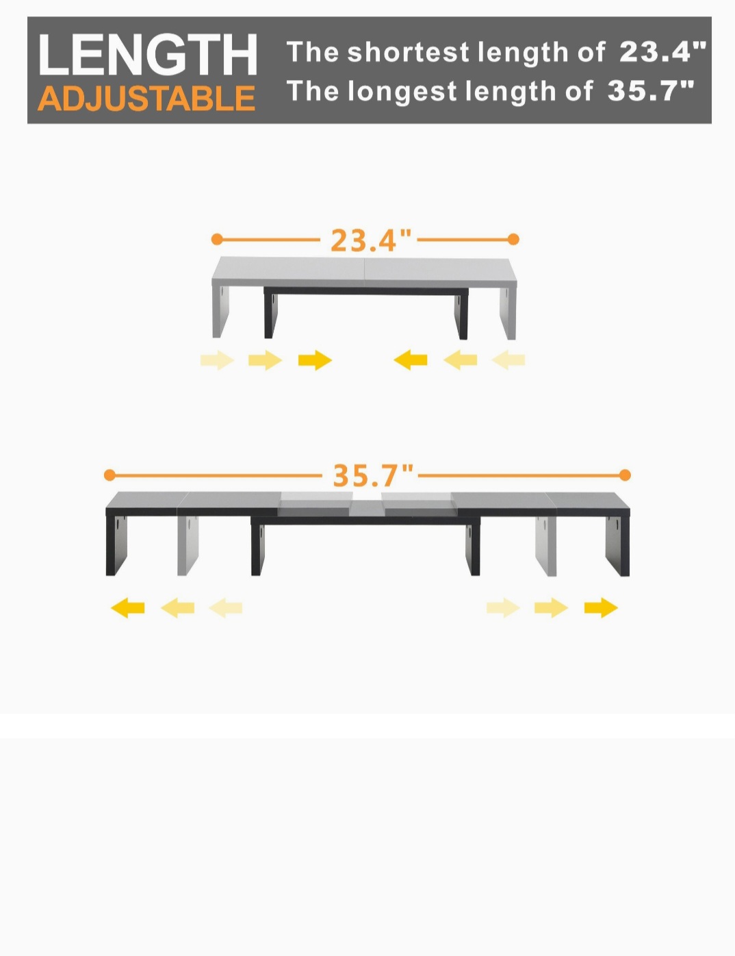 Dual Monitor Stand Riser with Adjustable Length Multi Media Speaker TV PC Laptop Computer Screen Desktop Storage . 