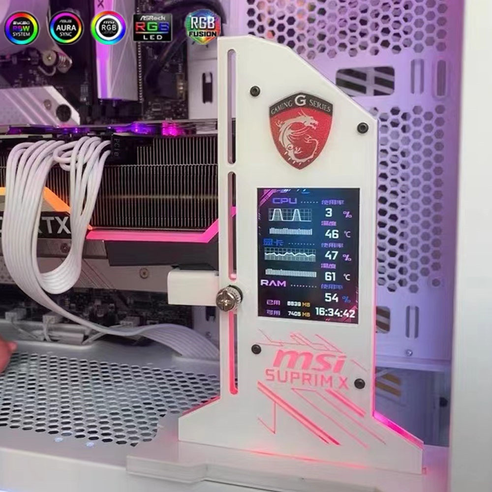 RGB Vertical GPU Bracket ROG MSI Aorus With 2.4 inch LED Display Graphics Card Support VGA Holder For MOD Gamer Cabinet. 