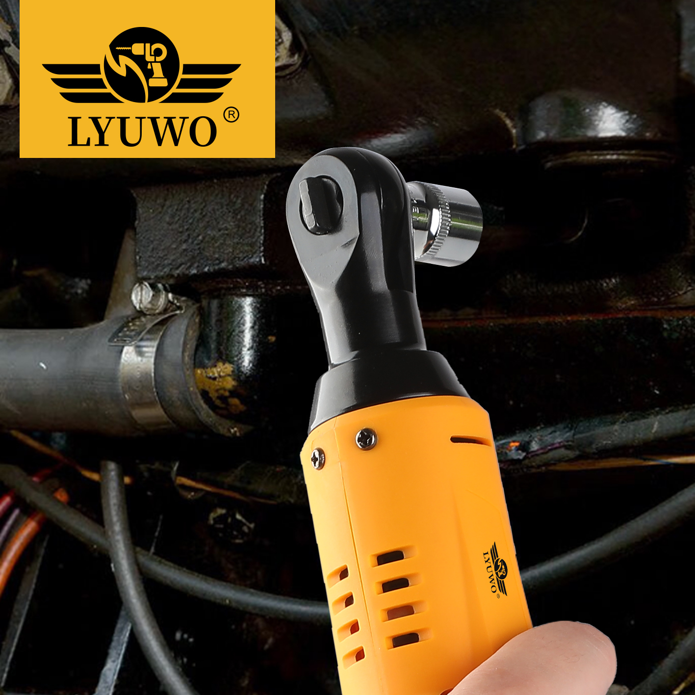 LYUWO 3/8 Rechargeable Electric , Ratchet Set, Angle Drill, Screwdriver To Remove Screw Nut, Automobile Maintenance Tool. 