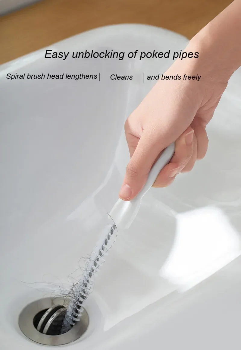 Pipe Dredging Brush Long Clean Kitchen Bathroom Hair Sewer Sink ...
