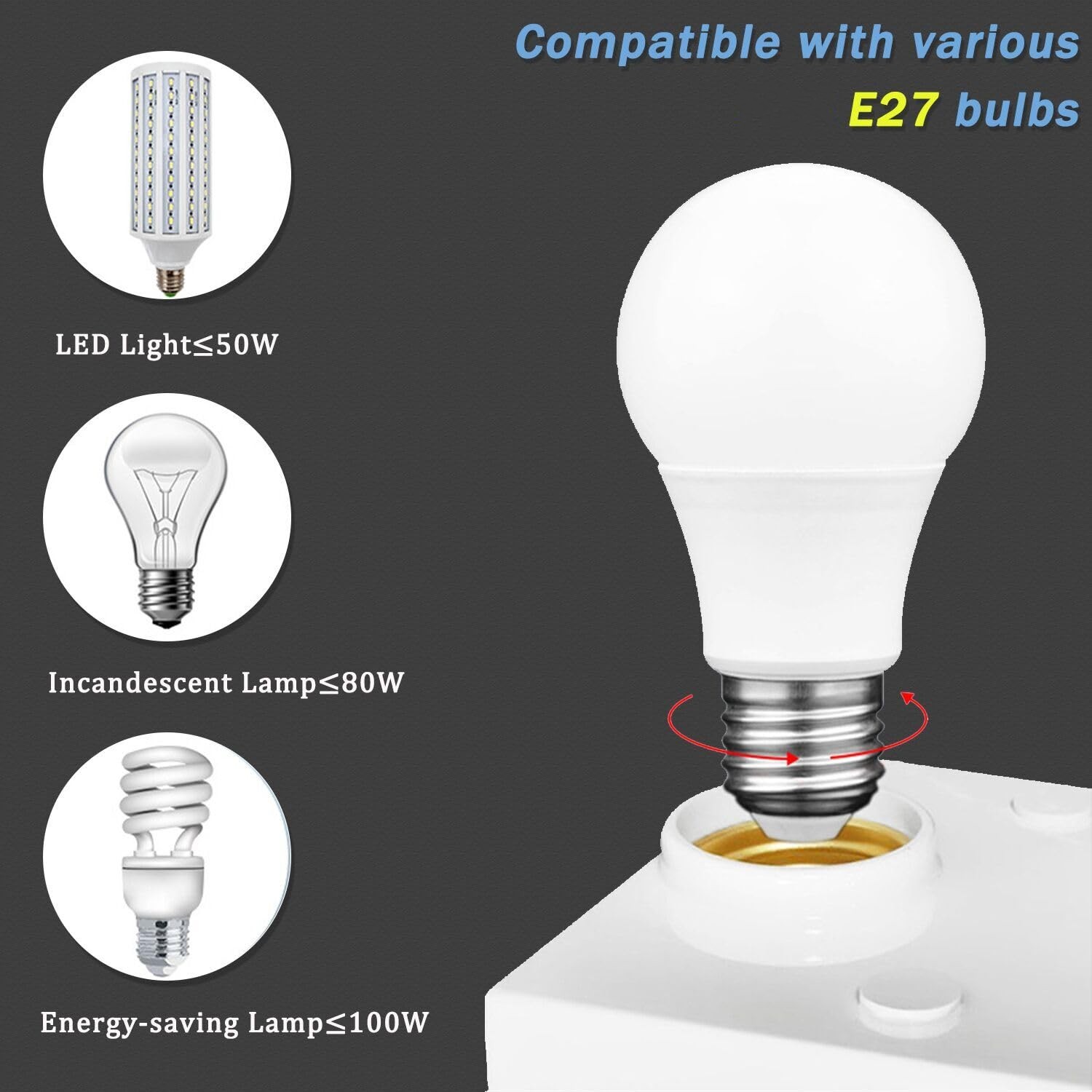 E27 Lampholder Nut Socket With PIR Motion Sensing Switch Lamp Holder Nut Socket Bulb Socket AC 85V-265V. 