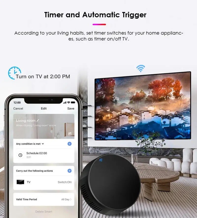 Smart Wifi IR Universal Remote Control with Tuya and Smart Life Home Remote for Air Conditioner TV DVD Alexa Google. 