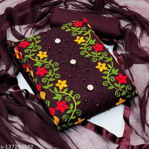 Three Piece Cotton Unstitched For Women - সুতির 3 পিছ