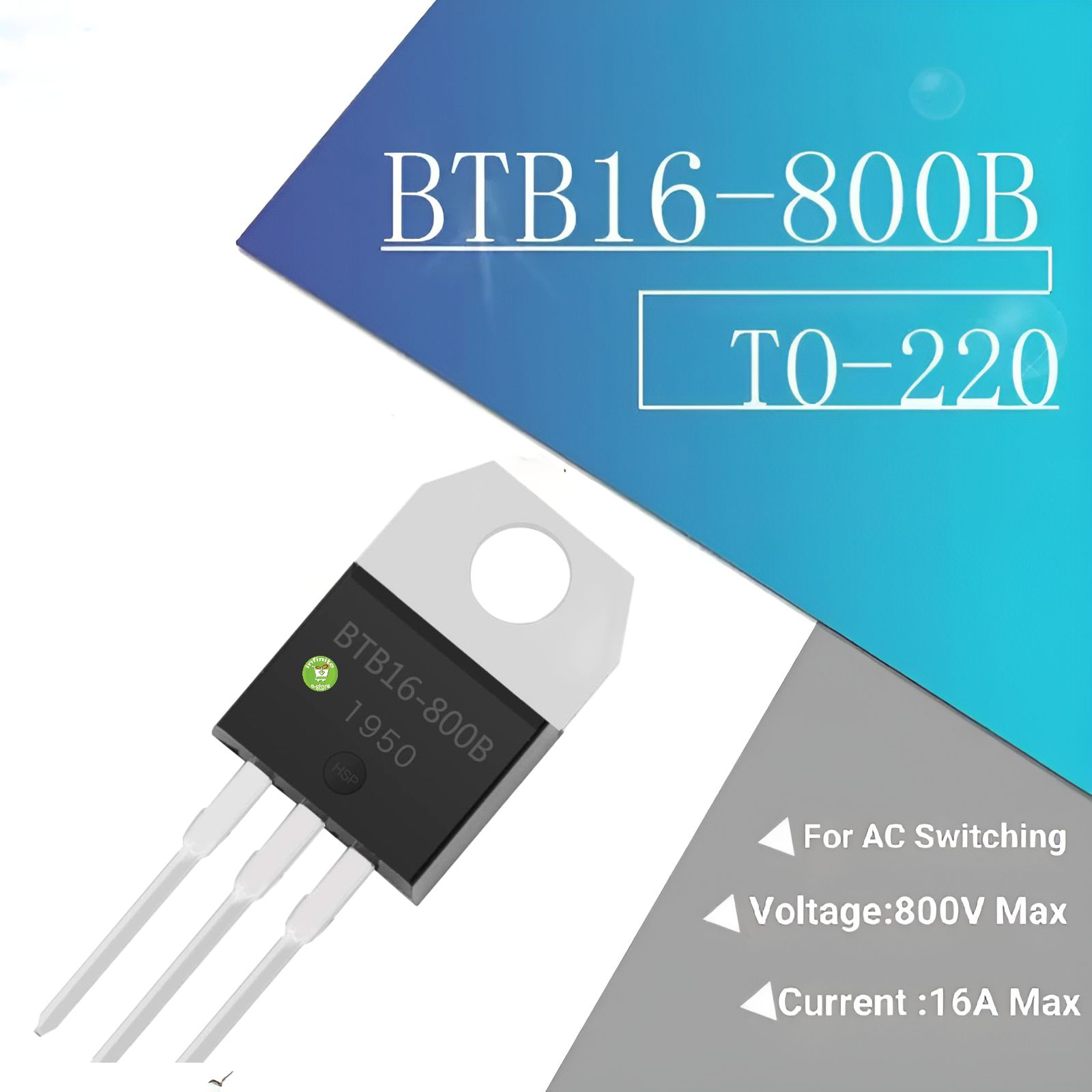  BTB16-800 TO-220 Triac 2 Pcs 800V 16A AC Voltage Regulator For AC Switching Infrared Cooker Fan Regulator Light Dimmer. 