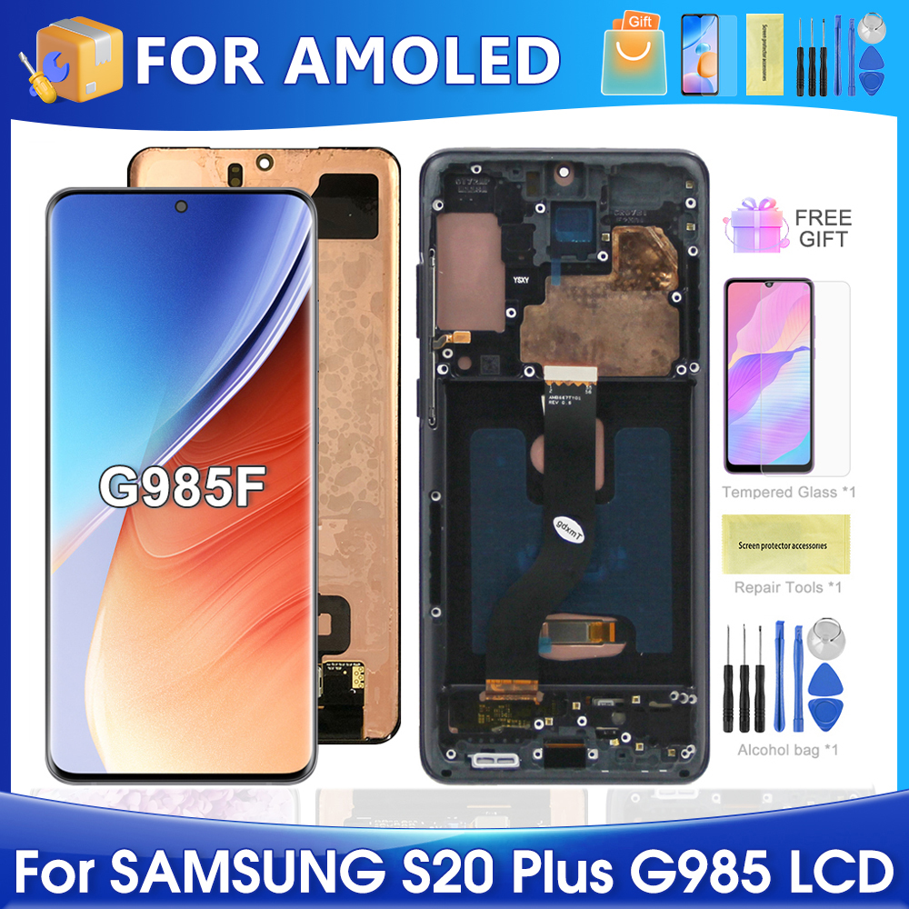 6.7''S20 Plus For Samsung For AMOLED S20+ G985 G985F G985F/DS LCD Display Touch Screen Digitizer Assembly Replacement