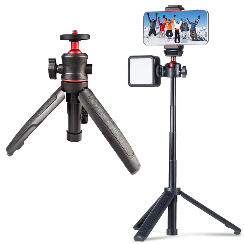 MT-08 Mini Extendable Tripod Portable Desktop Stand For Phone/Camera/Light/ Adjustable Stable Holder with 1/4" Screw Mount