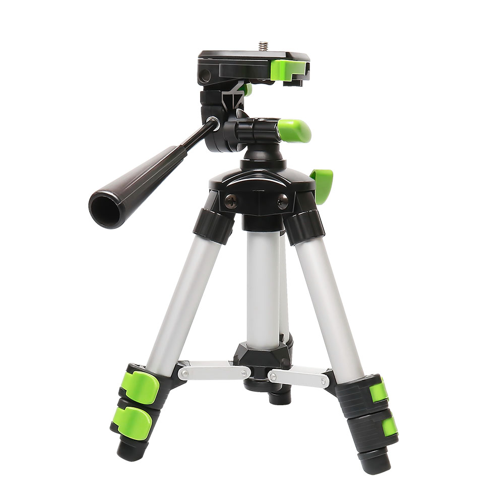 Huepar Aluminum Portable Adjustable Tripod for Laser Level Camera with 3-Way Flexible Pan Head Bubble Level 1/4"-20 Screw Mount