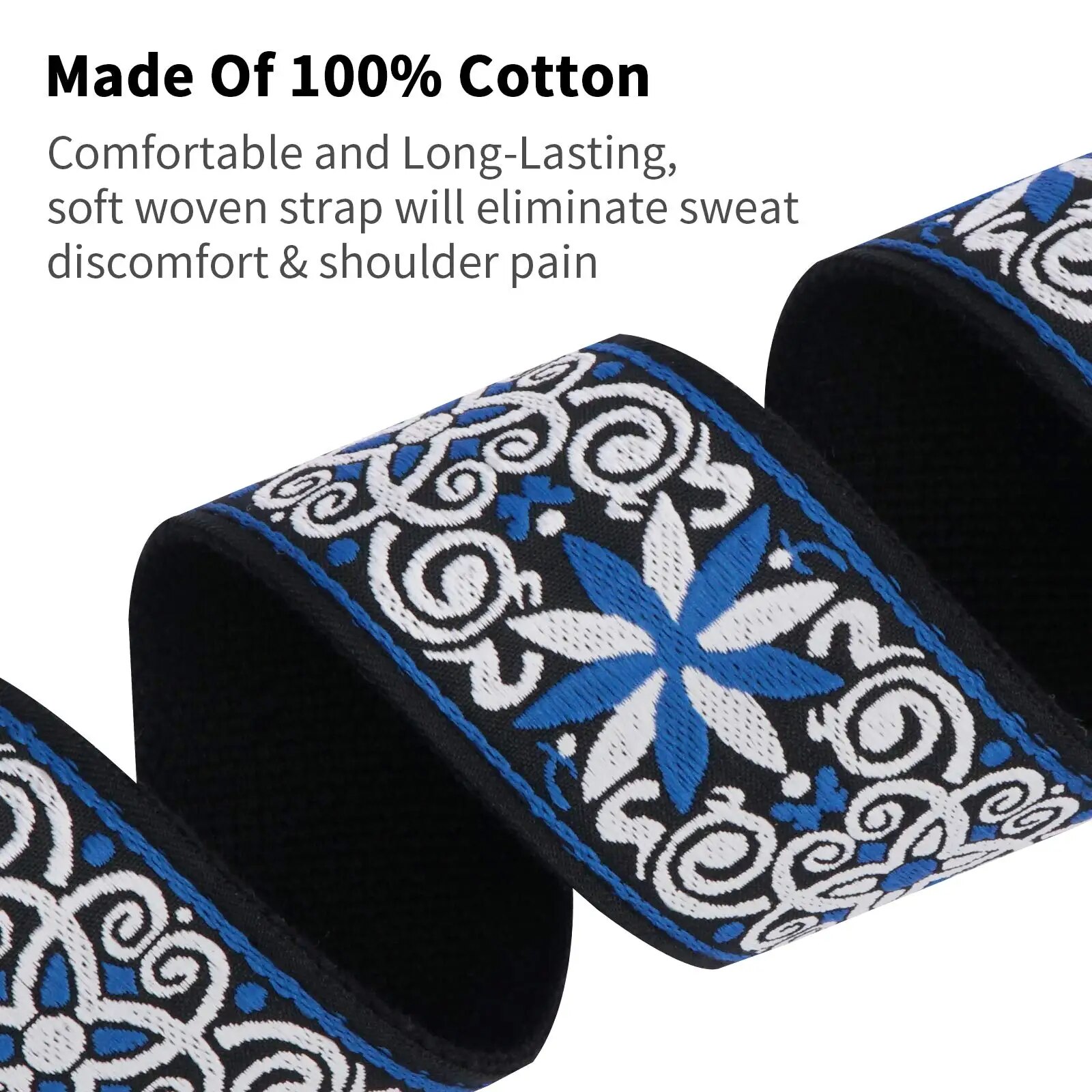 10Pcs Guitar Strap, Electric Guitars and Bass, Jacquard Weave Embroidered Adjustable Strap Includes 5 Picks and Pick Pocket. 