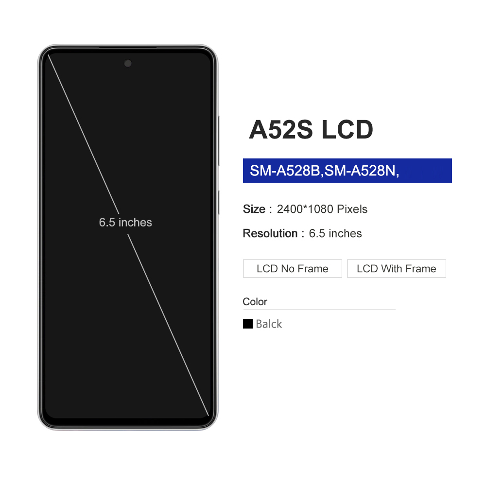 Tested A52S Display 6.5'' For Samsung A52s 5G A528 A528B A528M A528B/DS LCD Display Touch Screen Digitizer Repair Parts. 