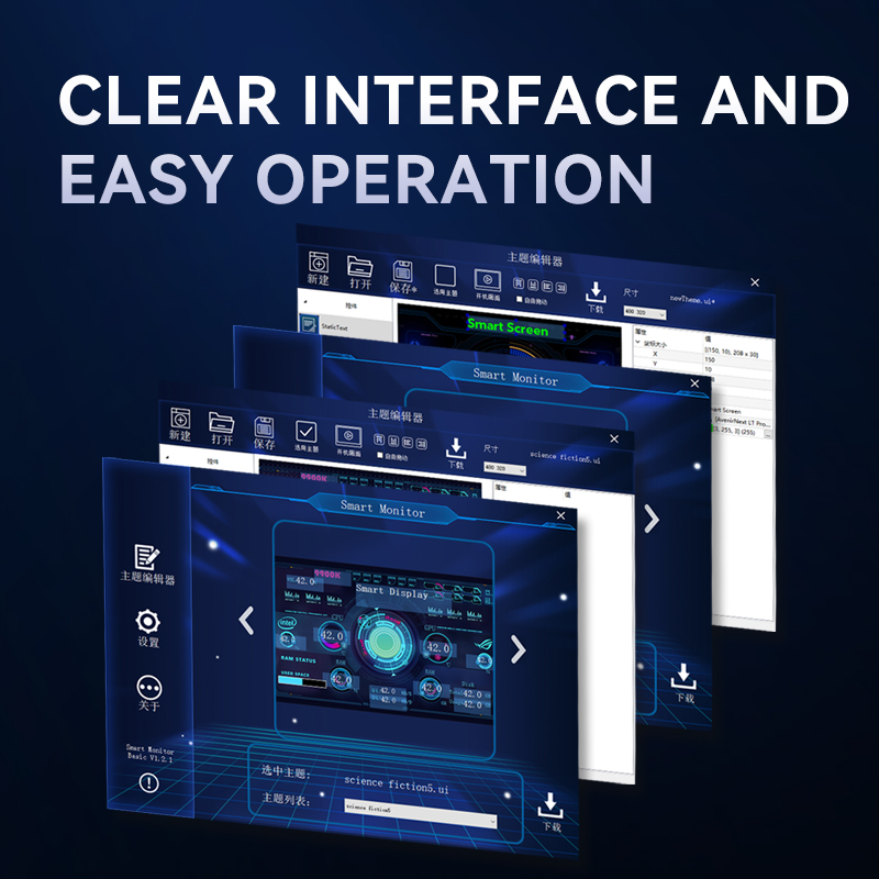 3.5 Inch IPS LCD Type-C Secondary Screen Smart UI Display CPU GPU RAM HDD Monitor +Software +DIY Theme Real Time Dynamic PC. 