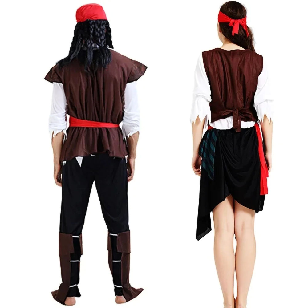 Pirate Cosplay Carnival Halloween Caribbean Pirates Couple Costume Captain Huntress Clubwear Play Suit Cosplay Fancy Party Dress. 