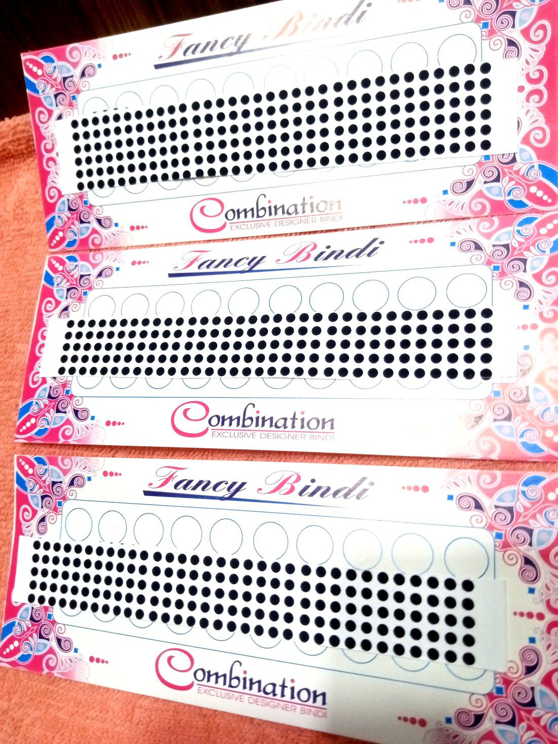Fashionable Round Black Small Size Bindi/ Tip -3 Packet. 
