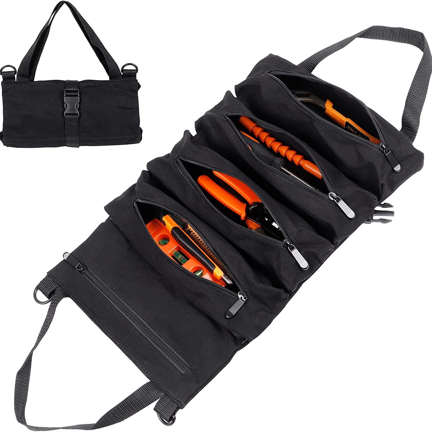 Tool Roll,Multi-Purpose Roll Up Tool Bag,Wrench Roll,Canvas Tool Organizer Bucket,Car First Aid Kit Wrap Roll Storage Case. 