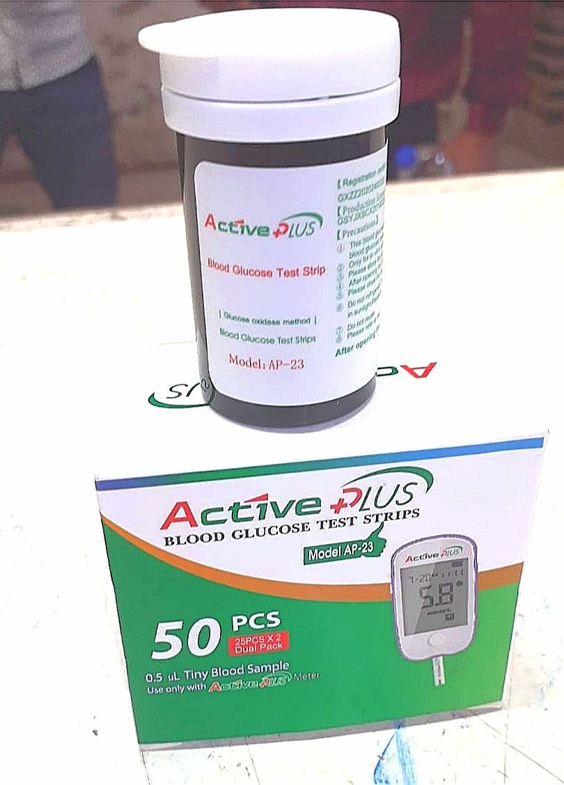 Active Plus Blood Glucose Test Strips 25pcs/50pcs Model- AP-23. 