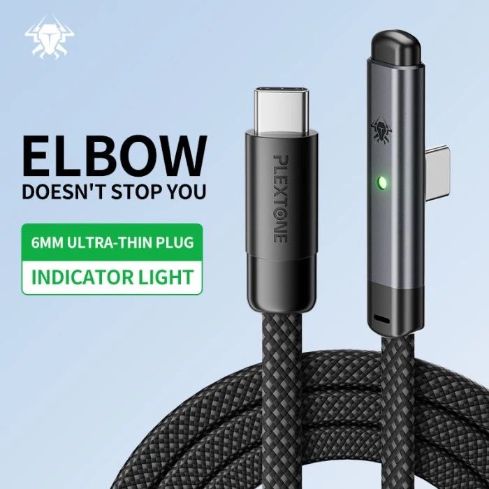 Plextone T100 C2C Type C To Type C Elbow Gaming Cable 66W Cable. 