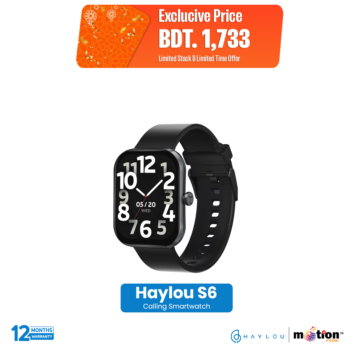 Haylou S6 2.01" TFT Bluetooth Calling With IP68 Water Resistance Smart Watch
