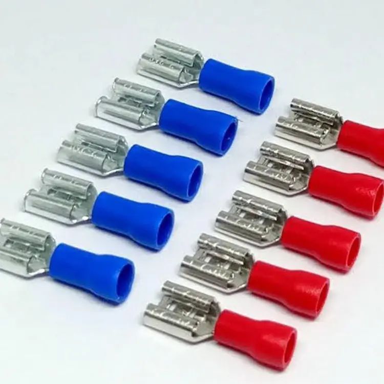 Cable Lugs FDD1-250 & FDD2-250 Female Type Red 22-16AWG and Blue 16-14AWG Colour-10pcs of 1Lot