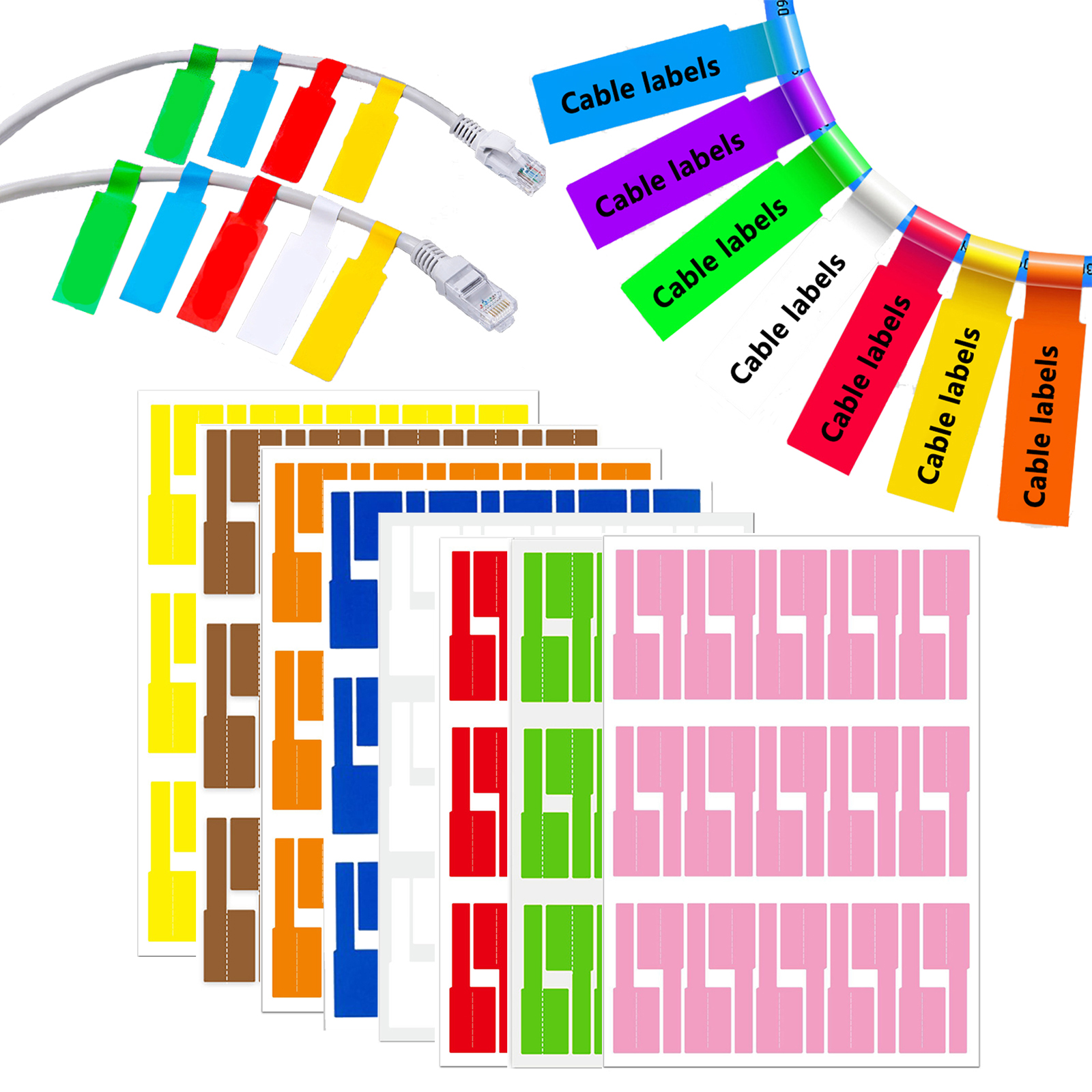 240 Pcs Cable Labels Tags for Cable Management Colorful Waterproof Cord Labels Tags for Wire Labels Self Adhesive Tear Resistant. 