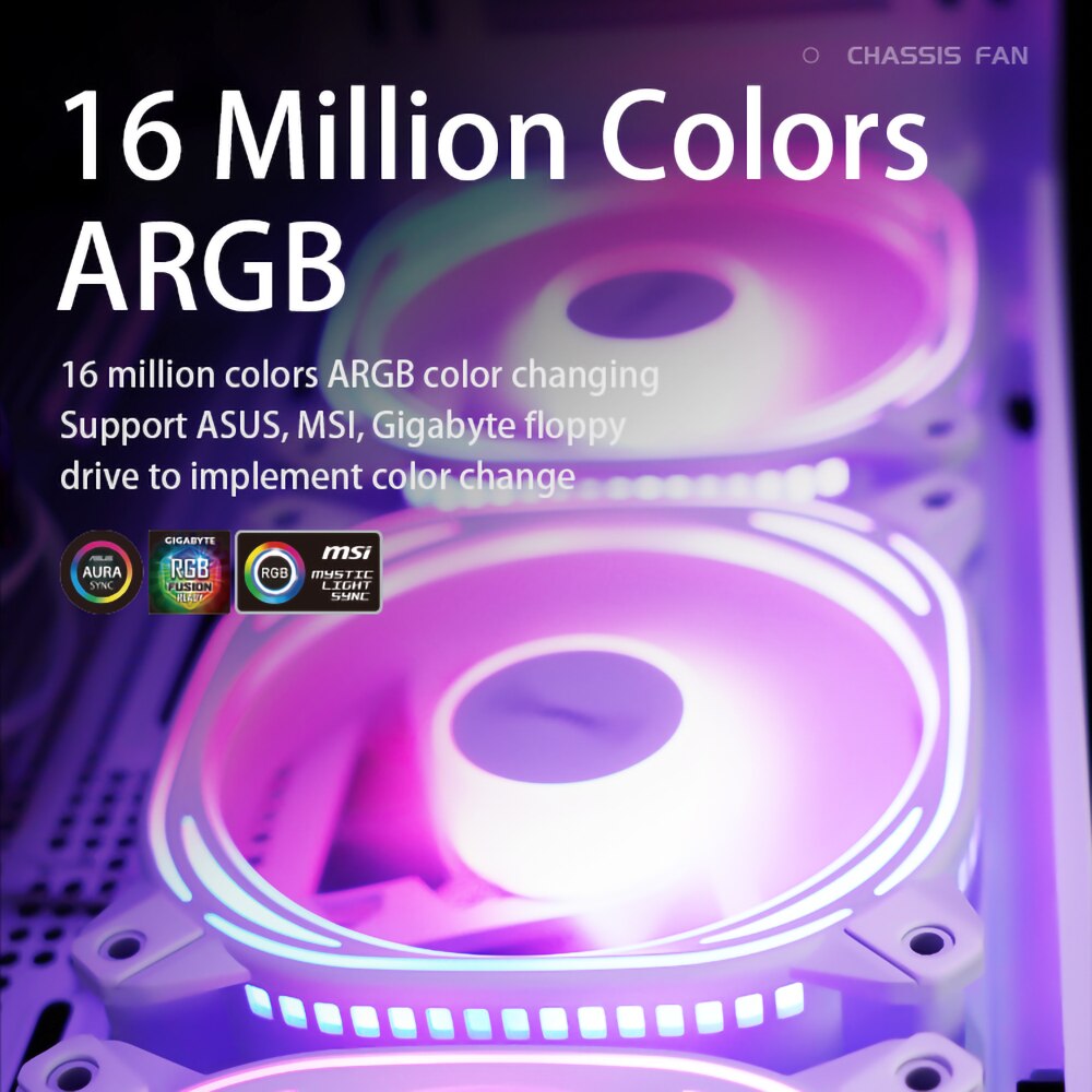 Aigo Z12 Computer Case Fan Reverse Ventoinha PC 120mm Rgb Fan Cooler 4pin PWM CPU Cooling Fan 3pin5v Argb 12cm Ventilador. 