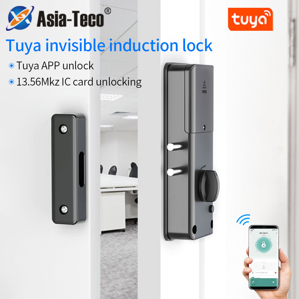 Smart Electric Motor Lock With Tuya App Keyless Entry Door Lock Concealed Invisible Installation IC Card Lock for Wooden Door. 