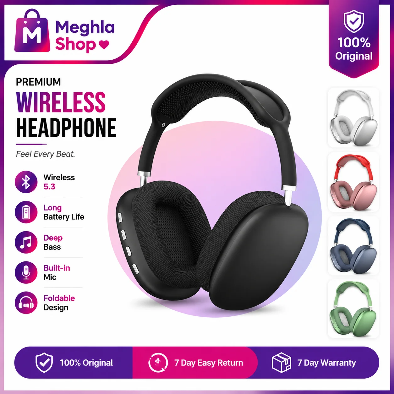 P9 Pro Max Wireless Headphones with Microphone Noise Canceling Tws Earbuds Gaming Headset Stereo HiFi Earphones P9 Pro Max Gaming Headphone