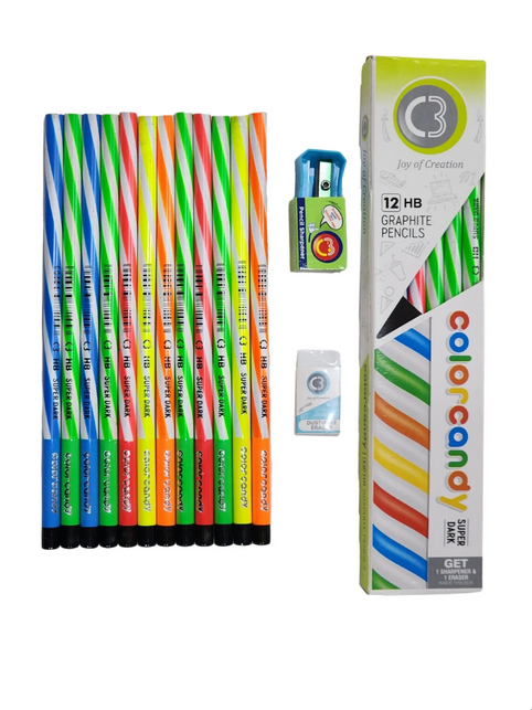 Doms C3 Color Candy Super Dark HB Graphite Pencil Box 10 Pcs Pack