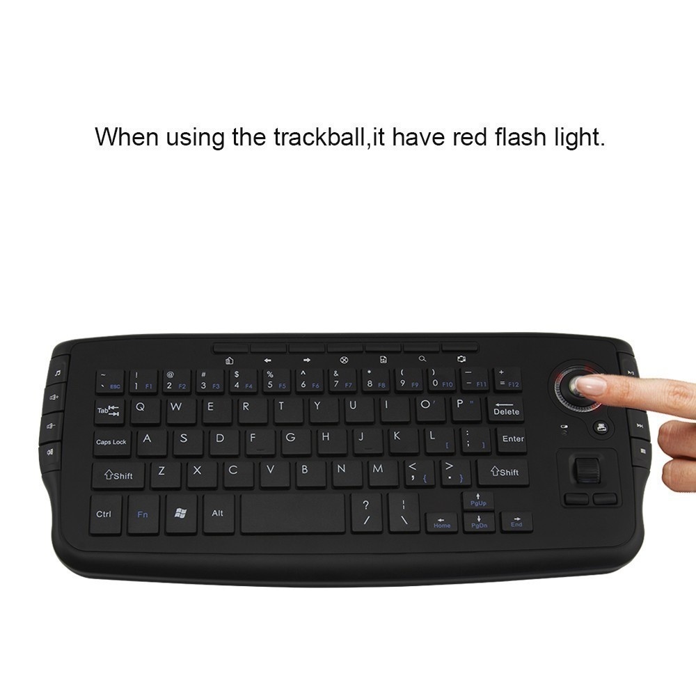 Jomaa 2.4G Wireless Trackball Keyboard with Trackball and Scroll Wheel Mini USB Keyboard for Laptop TV Box Computer. 