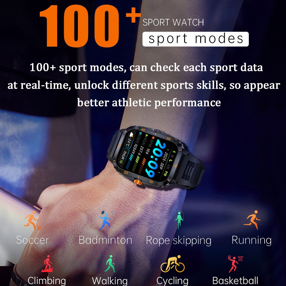 3ATM Waterproof Swimming Smart Watch Men 430 mAh Battery Ultra Long Standby 1.96 inch Bluetooth Call SmartWatch For Android IOS. 