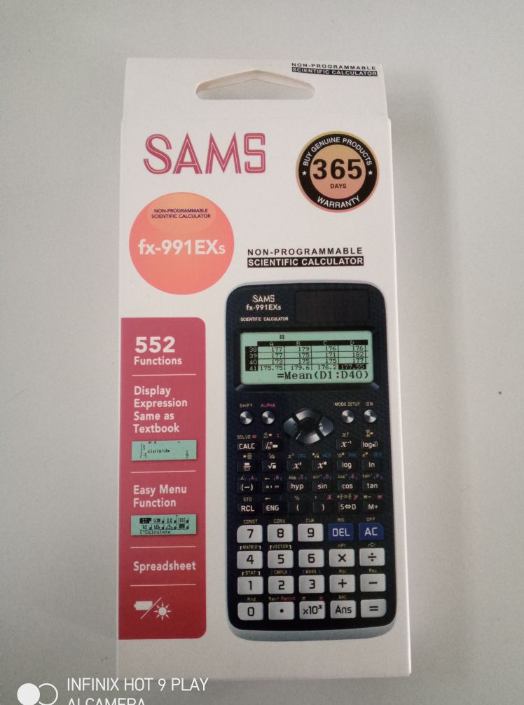 1 Year Warranty  SAMS FX-991EXs Scientific Calculator With 552 Functions/Non-programmable Scientific Calculator/ Solar & Battery – Black Color. 