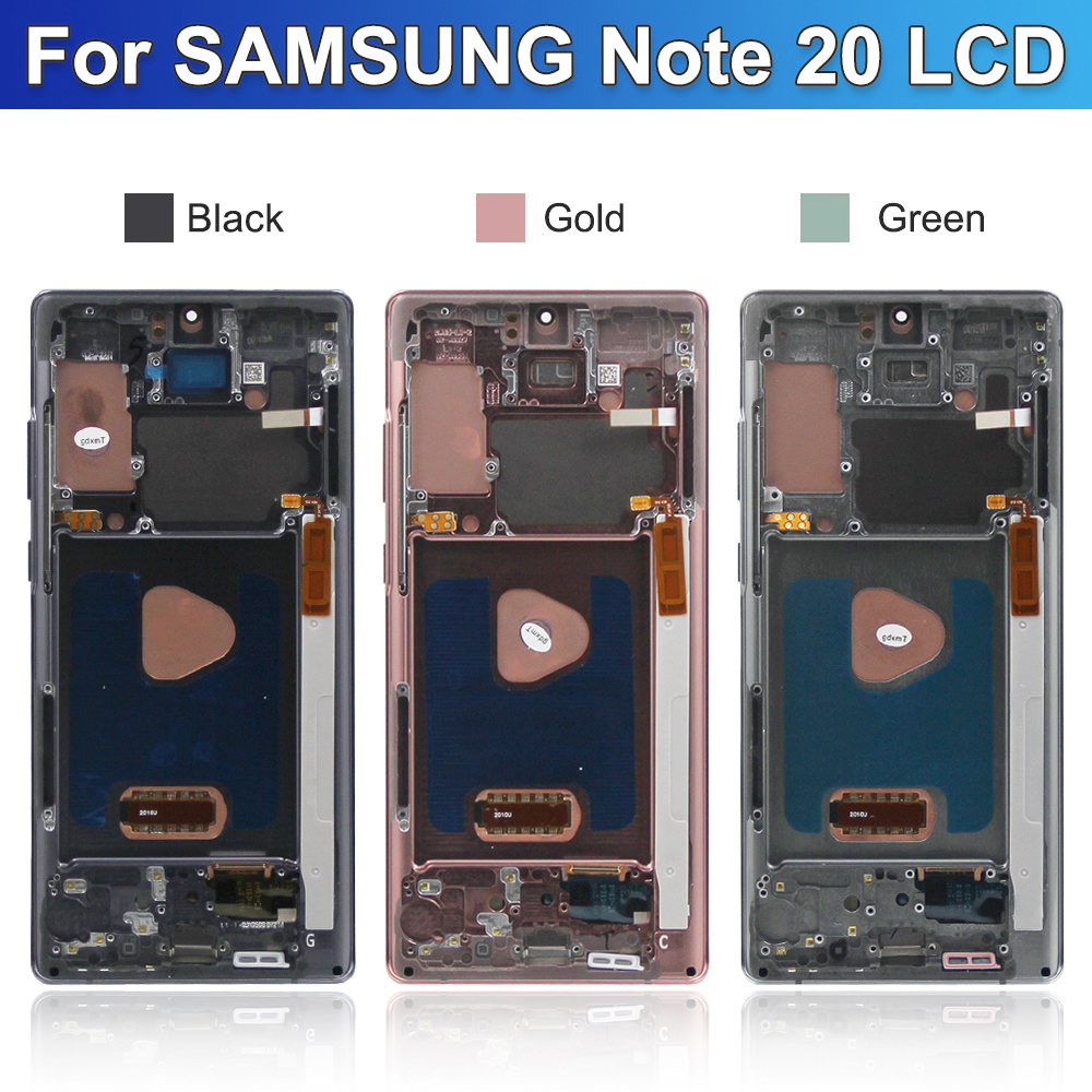 For AMOLED LCD with Frame For Samsung Note 20 Lcd Display Digital Touch Screen Replace For Note20 N980 N980F SN980F/DS Screen. 