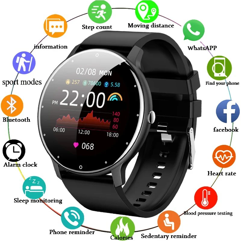 LIGE New Smart Watch Women Men Ladies  Sport Fitness Men Watches Heart Rate Monitoring Waterproof Smartwatch For Android IOS