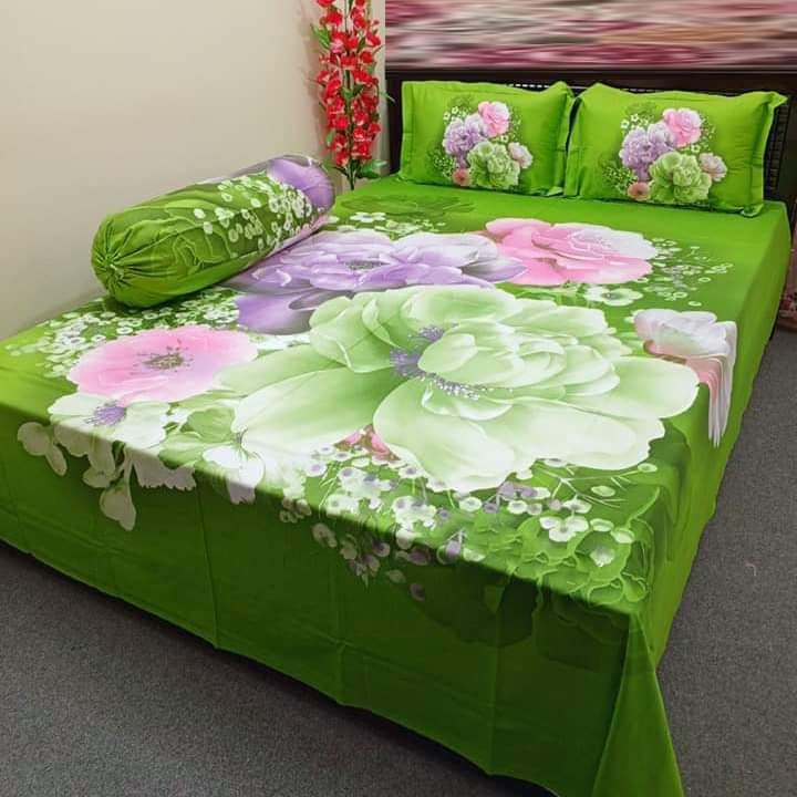 soft and comfortable cotton king size panel bed sheet with two pillow cover size( 7.5 ×8.5) feet King size. 