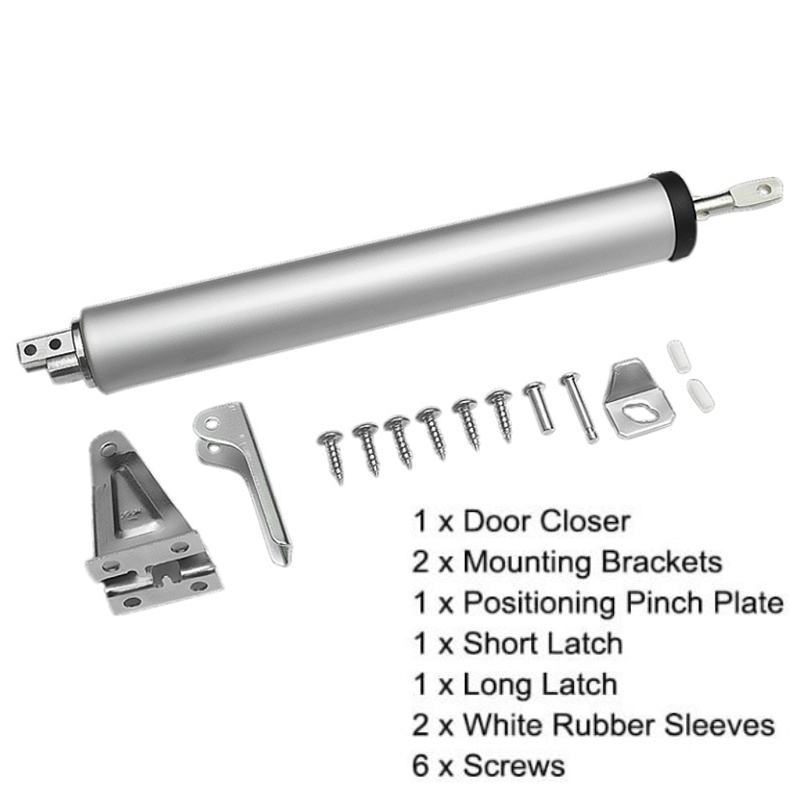 Smooth Heavy Duty Pneumatic Screen and Storm Door Closer Automatic Door Soft Close 90 Degrees Within The Positioning Stop Buffer. 