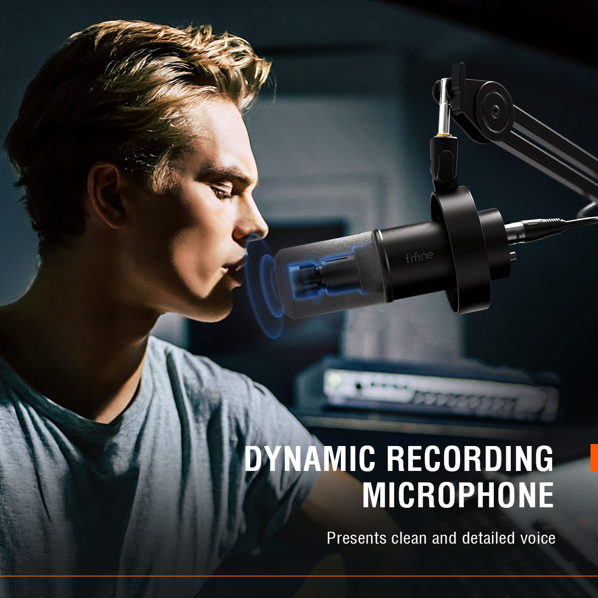 FIFINE USB/XLR Dynamic Microphone with Shock Mount,Touch-mute,Headphone Jack&Volume Control,for PC or Sound Card Recording -K688. 