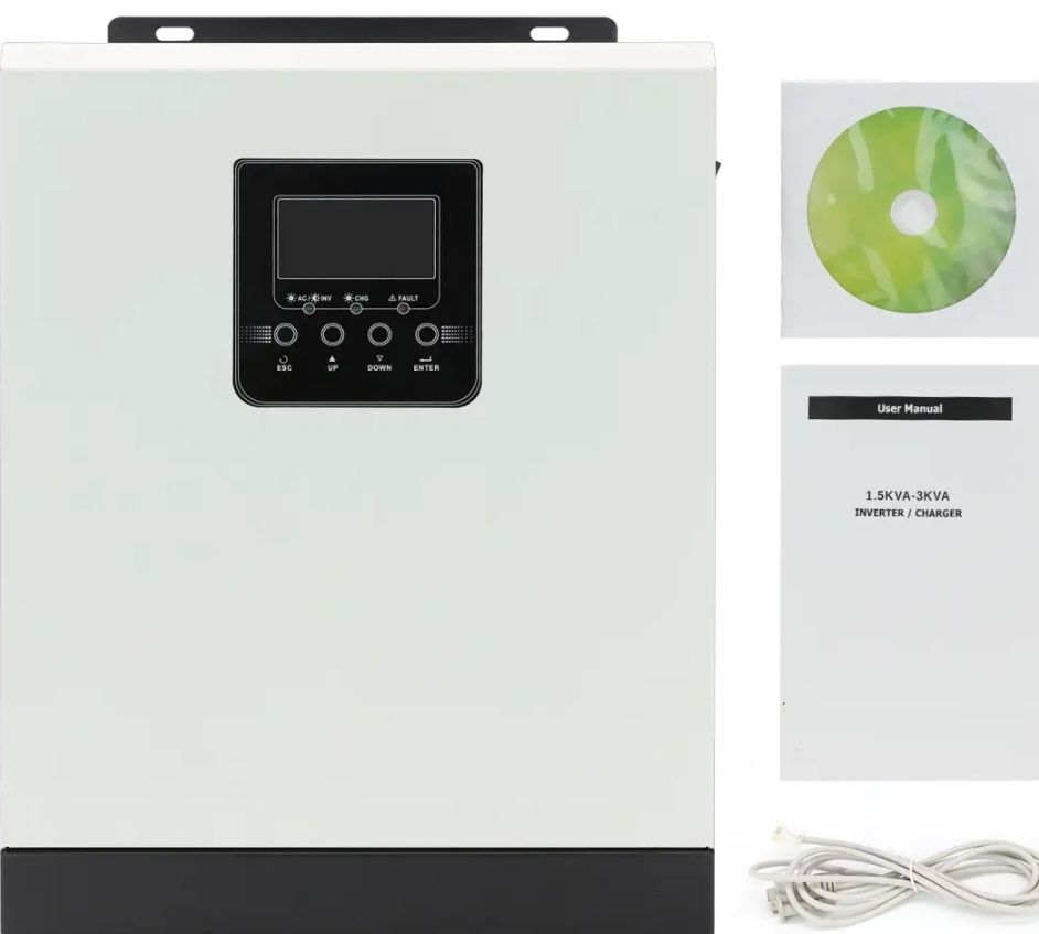 3kw hybrid solar inverter with Lithium phosphate battery combo setup. 