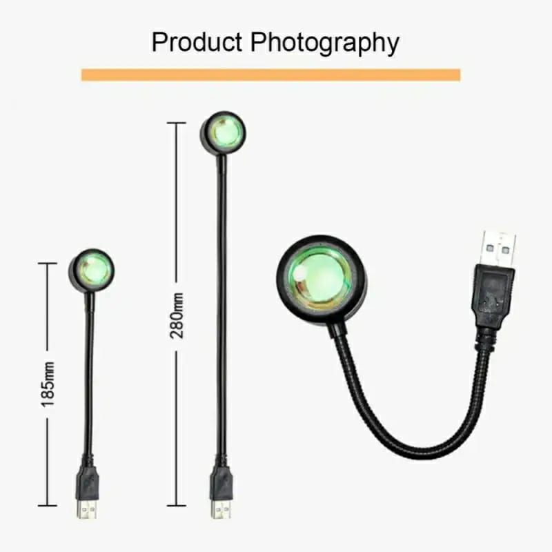 Sunset Lamp LED USB Rainbow Neon Night Light Projector Photography Wall Atmosphere Lighting for Bedroom Home Room Decor. 