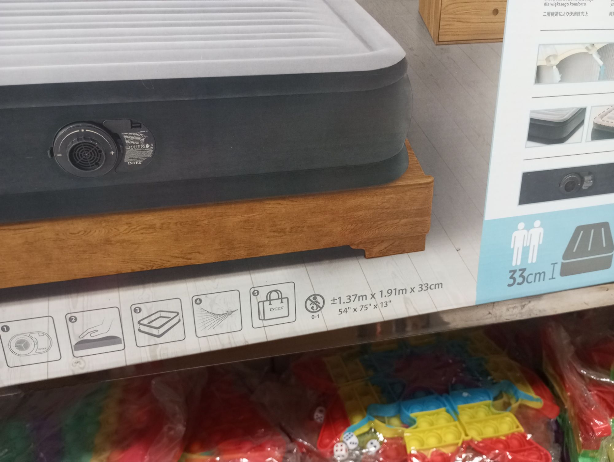 INTEX 67766 0.99M DURA-BEAM Deluxe Fiber-Tech Technology 33CM Extra Thick Inflatable Air Bed Mattress Built-In ..caina. 
