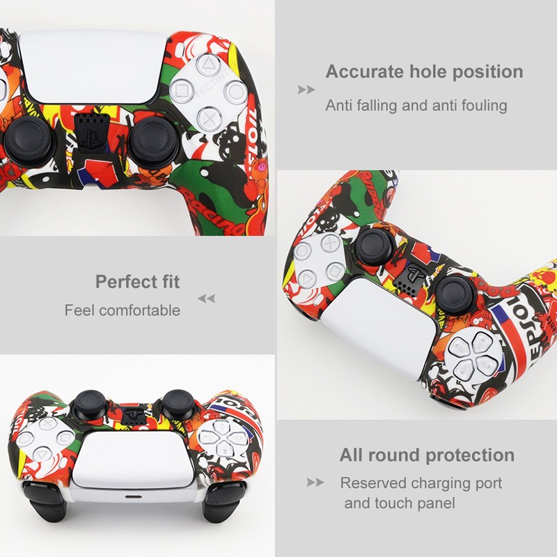 Silicone Protective Cover sleeve For PS5 Controller Accessories Rubber Case For PS5 Slim Gamepad Joysticks Thumb Grips Caps. 