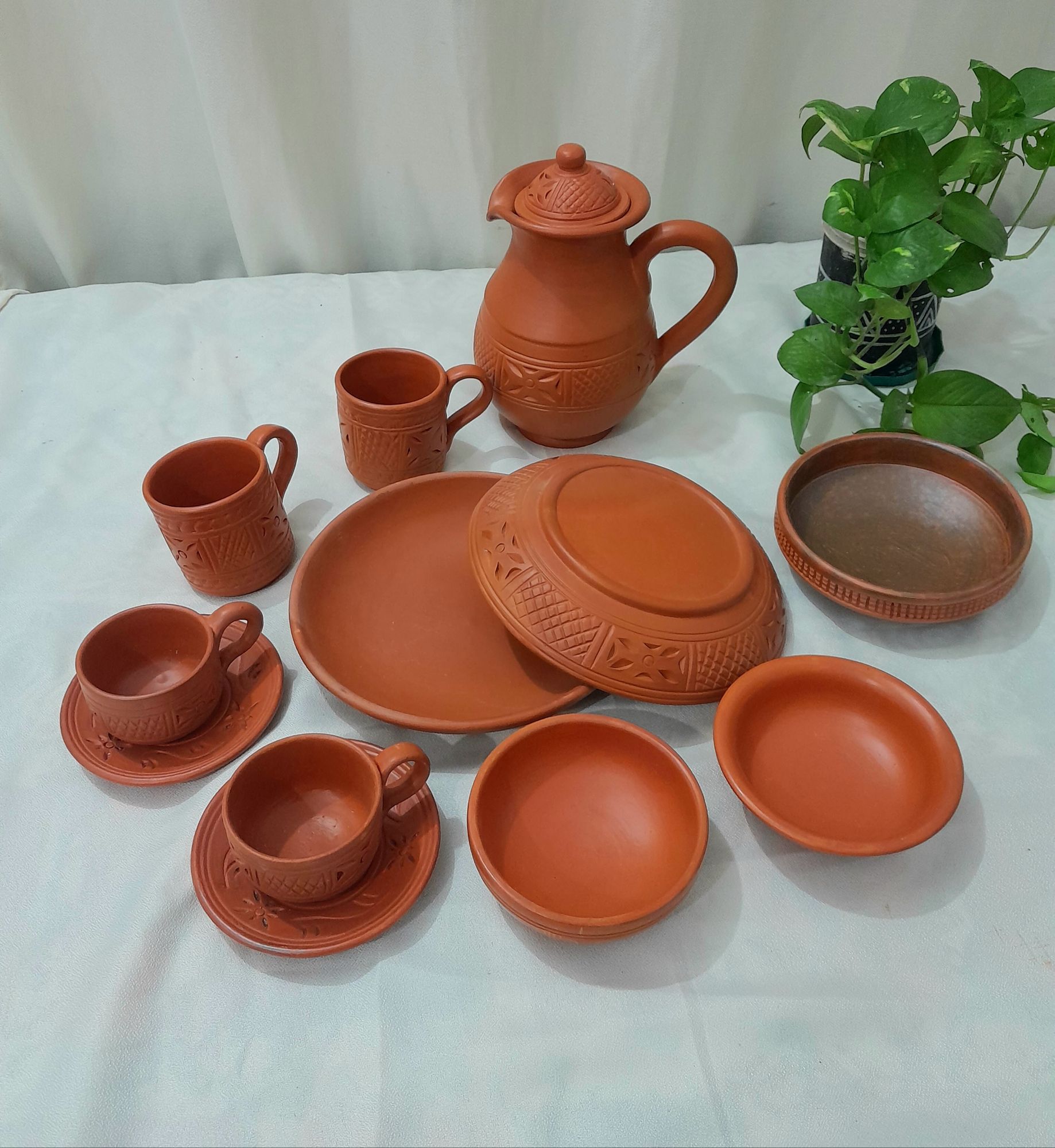 12pieces mini Clay dinner set soil made dinner set matri