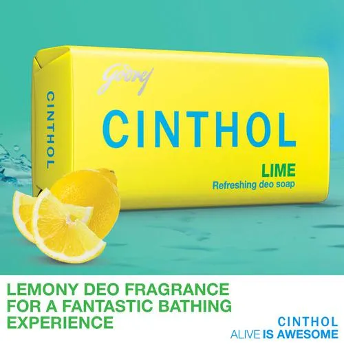 CINTHOL Lime Refreshing Soap 200g (40g × 5)(Pack of 5)(India). 