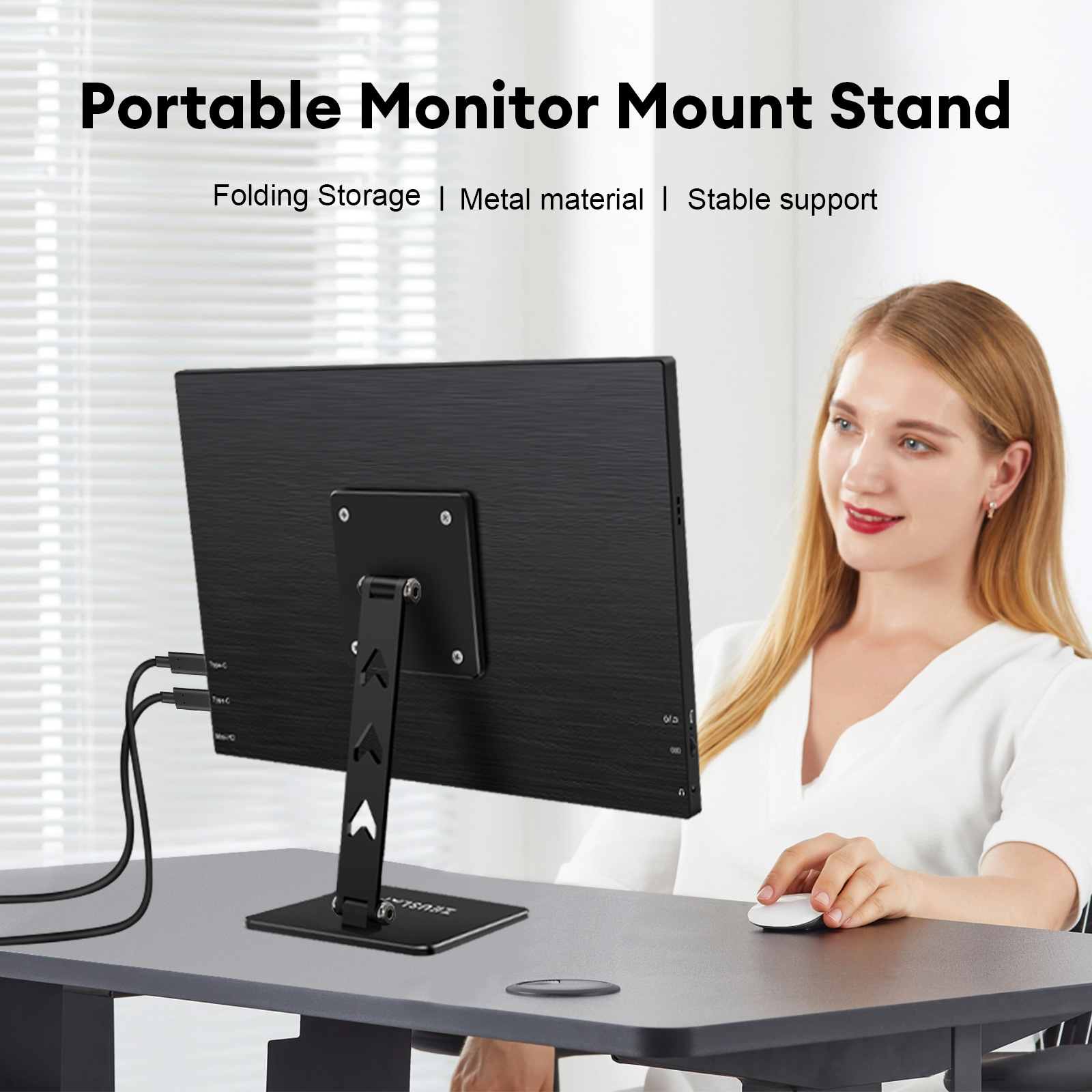 ZEUSLAP Rotating Portable Monitor Desk Metal Stand Holder For VESA Mount monitor. 