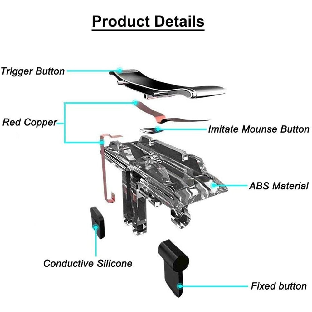 Mobile Game Controller Game Trigger for PUBG/Fortnite/Call of Duty,Shooter Sensitive Controller Joysticks Aim & Fire Trigger. 
