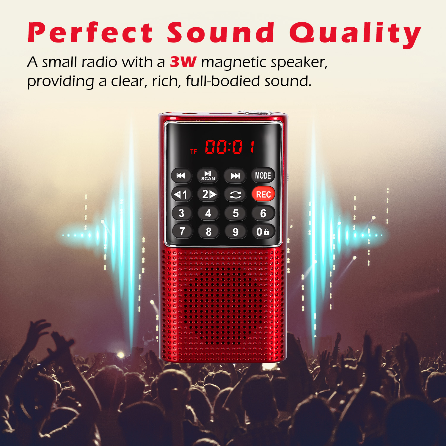 Mini Portable Pocket FM Radio Number key Handheld MP3 Walkman Radios with Recorder Rechargeable Battery For Walkman Go Hiking. 