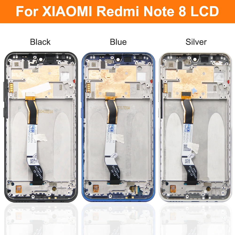 6.3" Display Screen for Xiaomi Redmi Note 8 M1908C3JH M1908C3JG Lcd Display Touch Screen with Frame for Redmi Note 8 Replacement. 