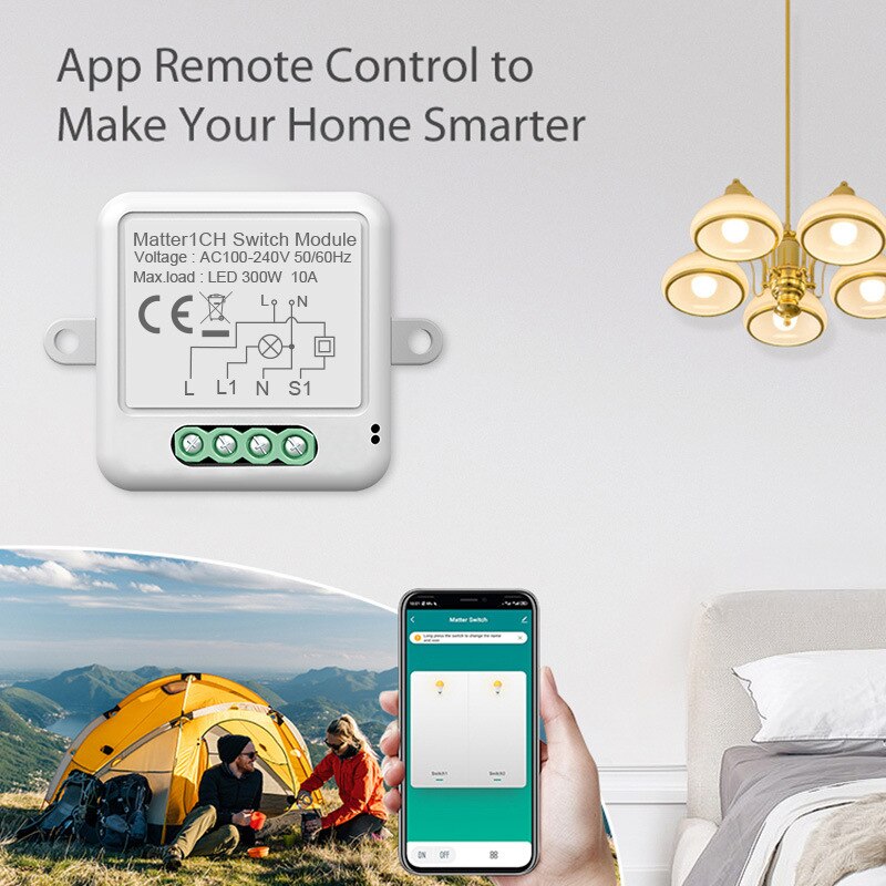 Smart Matter WiFi 1 CH Swtich Module DIY Bulb Circuit Breaker App Remoter Support Homekit Siri Google Home Alexa Voice Assistant. 