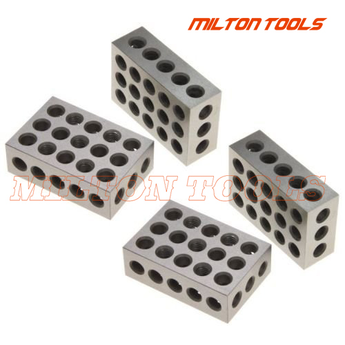 2pcs Hardened Steel 1-2-3" Blocks 0.0001" Precision Matched Machinist 123 Milling Tool 23 Holes 25-50-75mm block gauge. 