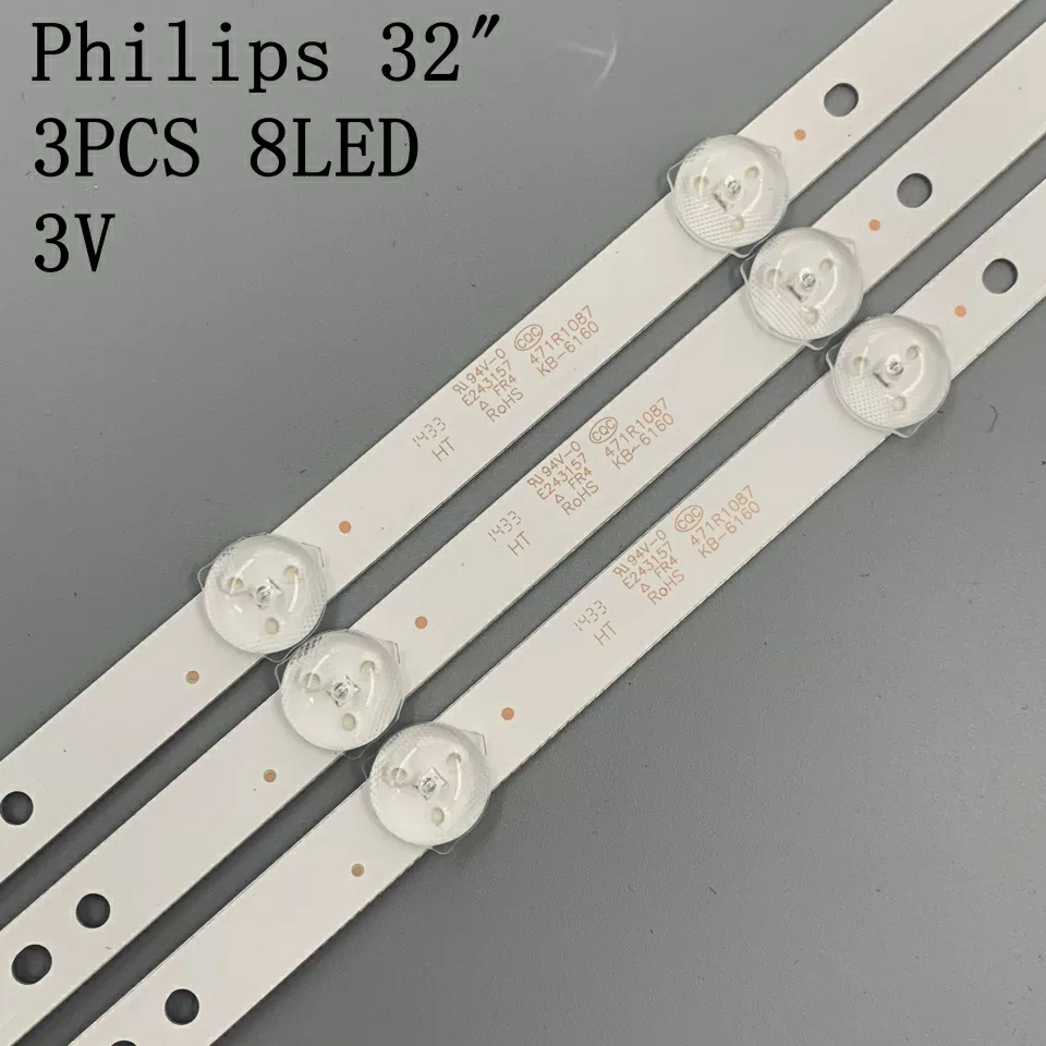 3pcs x 32 inch LED TV Backlight Strips 4708-K320WD-A2213K01 for 32'' TCL LG Philips China LE32D59 & for 32PFL3045 8-LEDs 618mm. 