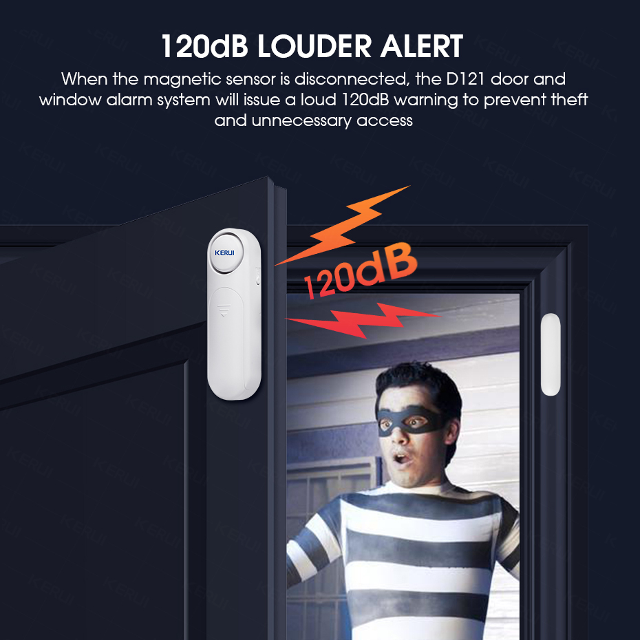KERUI Wireless Door/Windows Sensor Alarm 300ft 120dB Anti-Theft Smart Remote Control For Kids Cabinet Safety Home Security. 